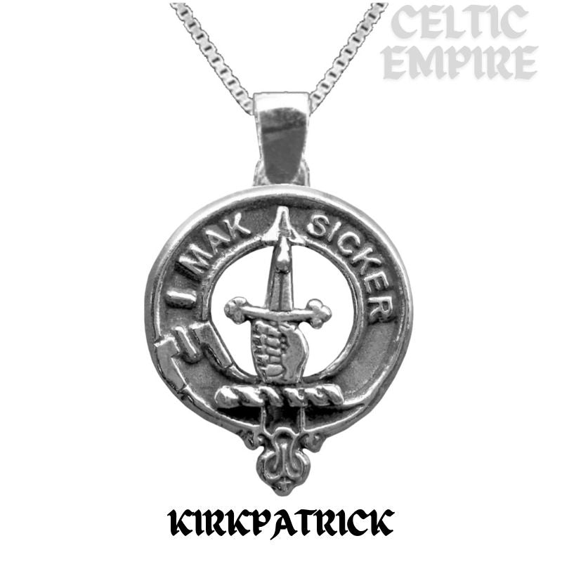 Kirkpatrick Large 1" Scottish Family Clan Crest Pendant - Sterling Silver