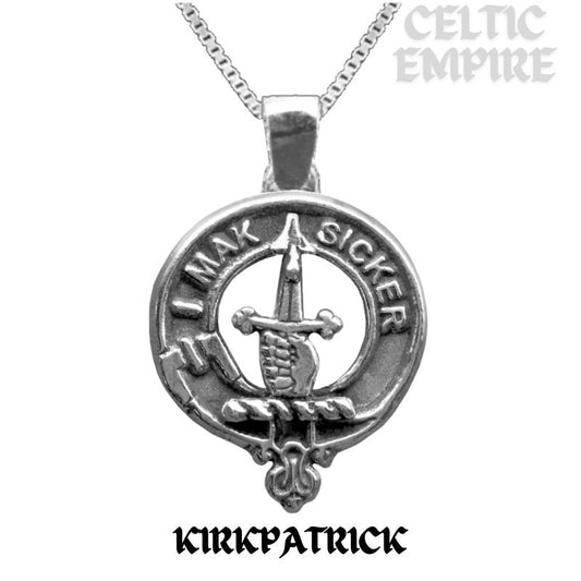 Kirkpatrick Large 1" Scottish Family Clan Crest Pendant - Sterling Silver
