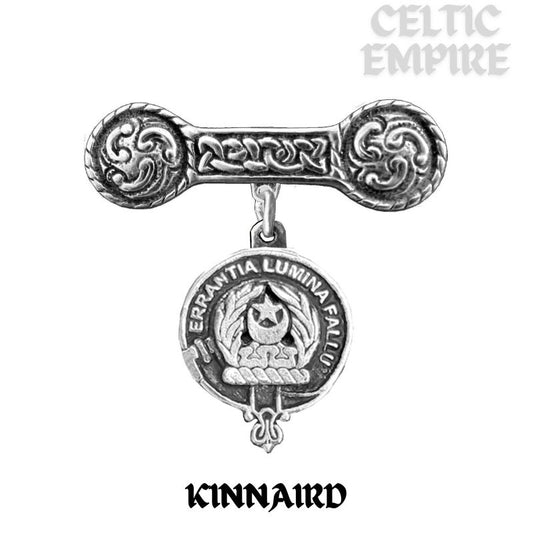 Kinnaird Family Clan Crest Iona Bar Brooch - Sterling Silver
