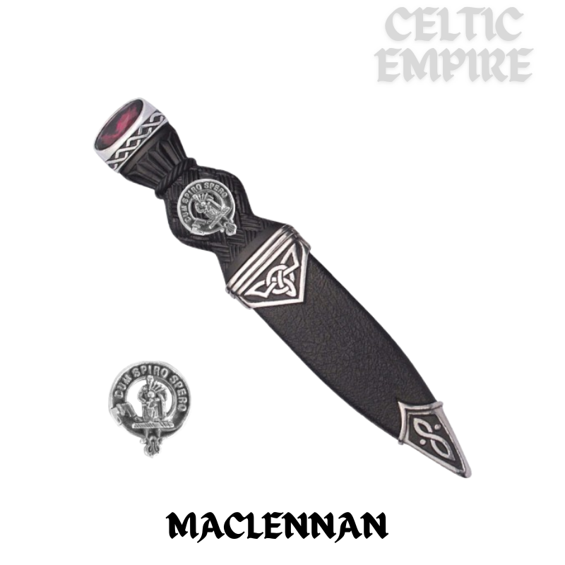 MacLennan Interlace Family Clan Crest Sgian Dubh, Scottish Knife