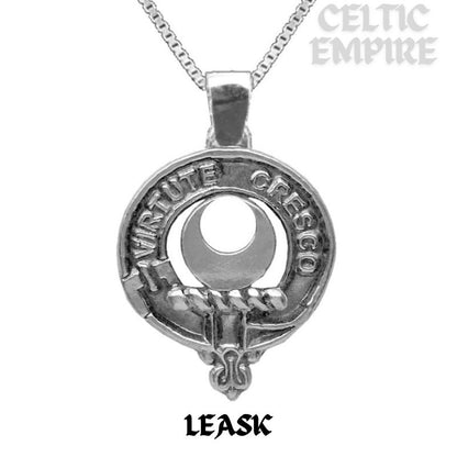 Leask Large 1" Scottish Family Clan Crest Pendant - Sterling Silver