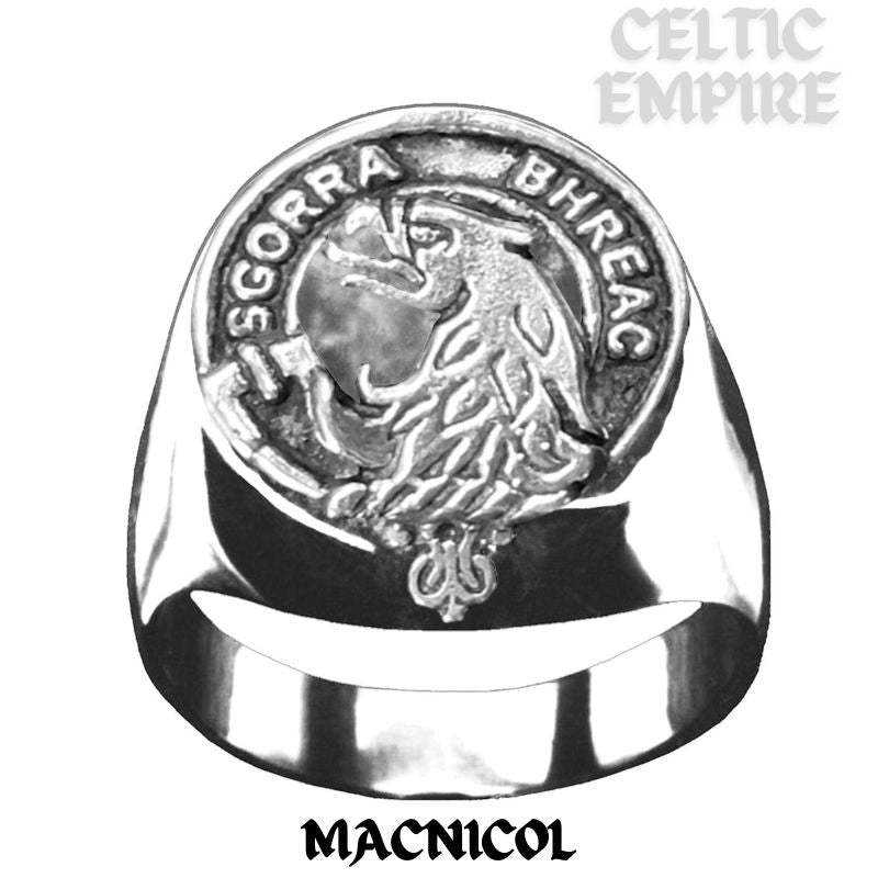 MacNicol Scottish Family Clan Crest Ring Sterling Silver and Karat Gold