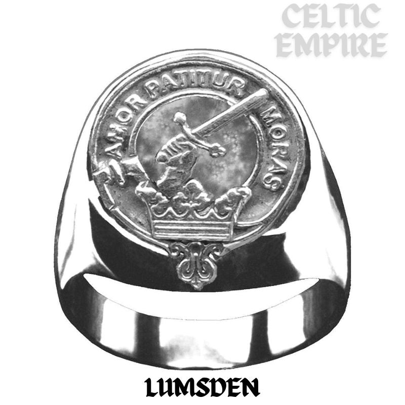 Lumsden Scottish Family Clan Crest Ring Sterling Silver and Karat Gold