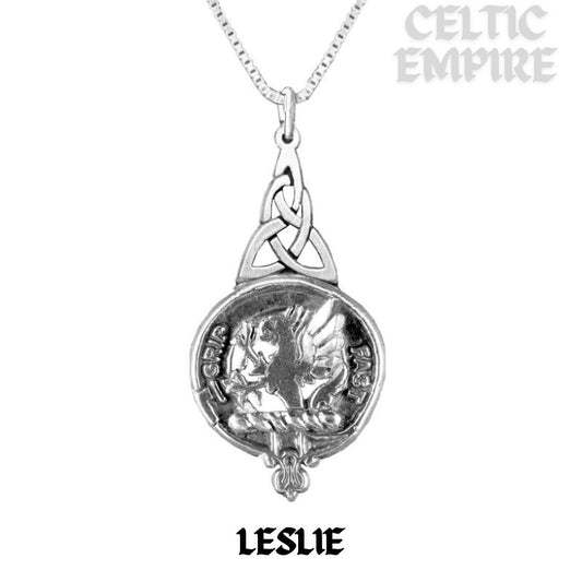 Leslie Family Clan Crest Interlace Drop Pendant