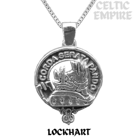 Lockhart Large 1" Scottish Family Clan Crest Pendant - Sterling Silver