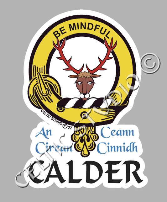 Custom Calder Clan Crest Decal - Scottish Heritage Emblem Sticker for Car, Laptop, and Water Bottle