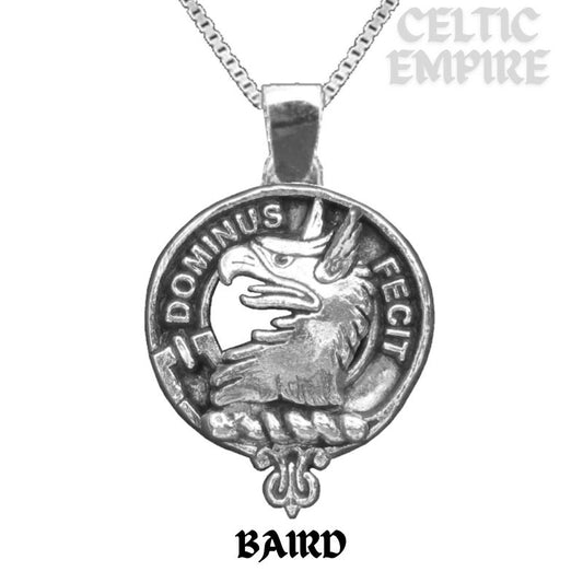 Baird Large 1" Scottish Family Clan Crest Pendant - Sterling Silver