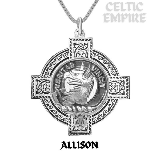 Allison Family Clan Crest Celtic Cross Pendant Scottish