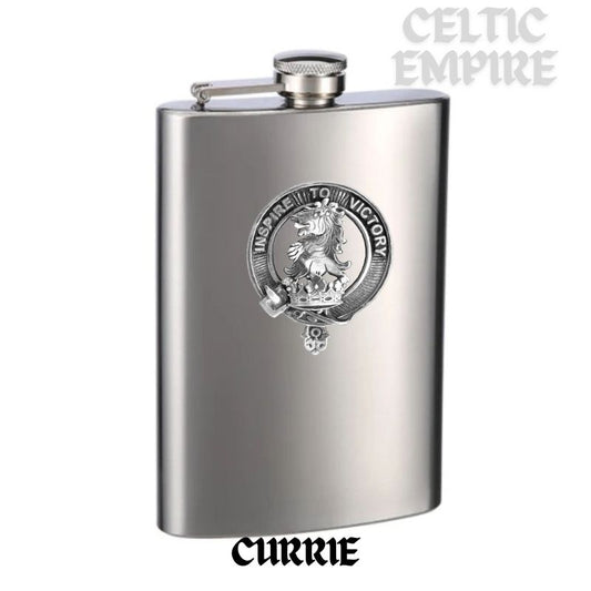 Currie Family Clan Crest Scottish Badge Stainless Steel Flask 8oz