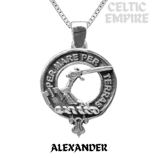Alexander Large 1" Scottish Family Clan Crest Pendant - Sterling Silver