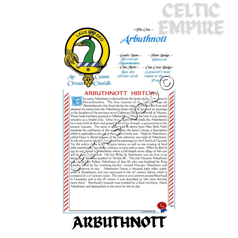 Arbuthnott Scottish Family Clan History