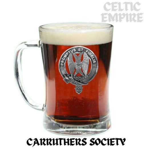 Carruthers Society Family Clan Crest Badge Glass Beer Mug