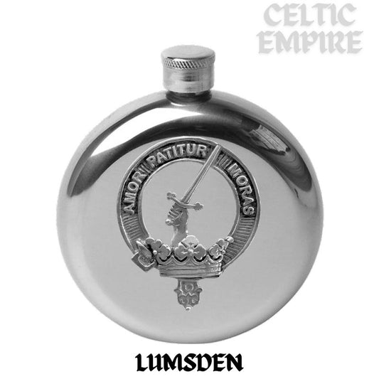 Lumsden 5oz Round Family Clan Crest Scottish Badge Flask
