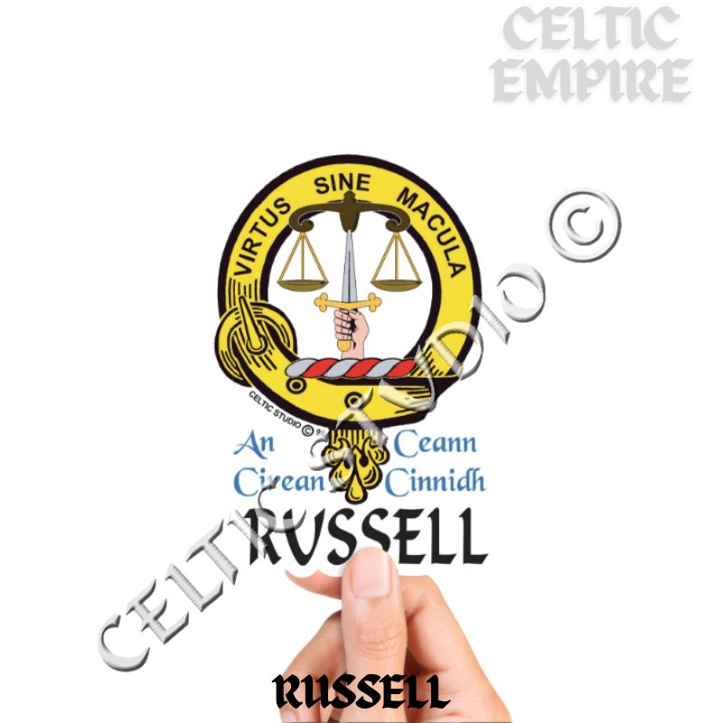 Russell Family Clan Crest Decal | Custom Scottish Heritage Car & Laptop Stickers