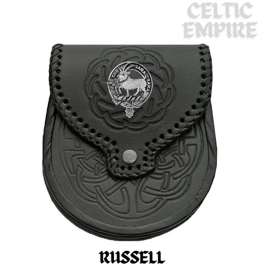 Russell (Goat) Scottish Family Clan Badge Sporran, Leather