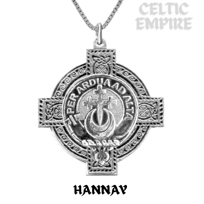 Hannay Family Clan Crest Celtic Cross Pendant Scottish