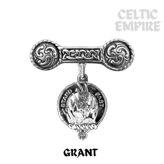 Grant Family Clan Crest Iona Bar Brooch - Sterling Silver