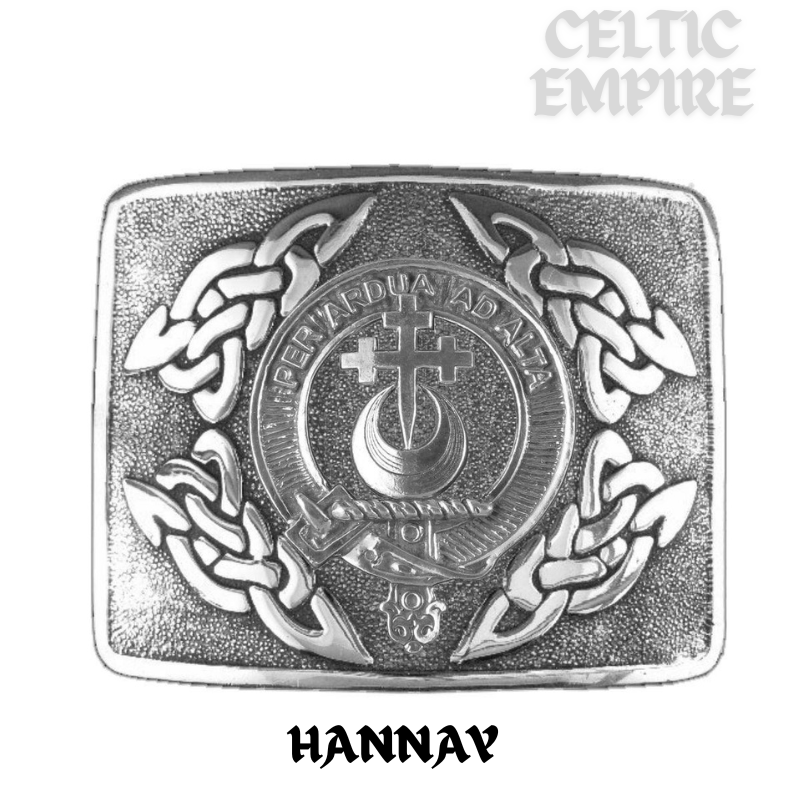 Hannay Family Clan Crest Interlace Kilt Belt Buckle