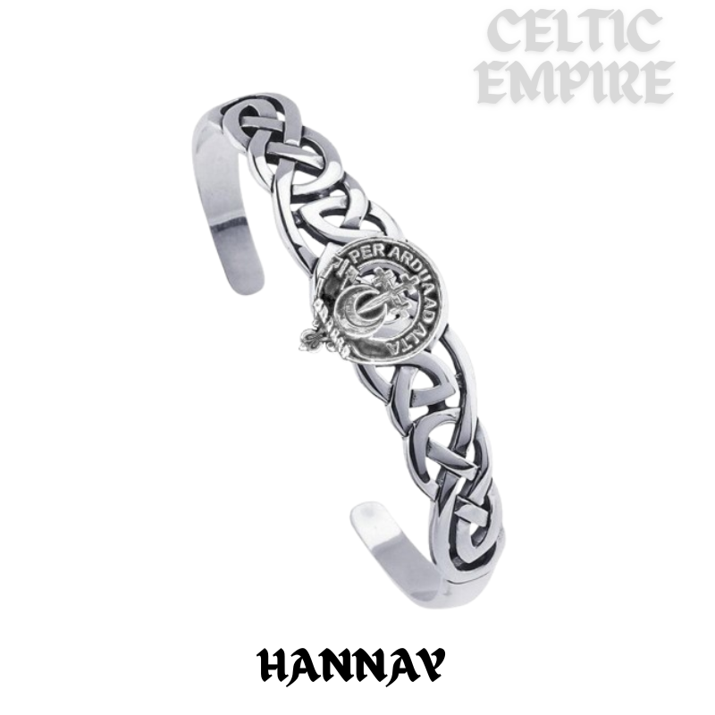 Hannay Family Clan Crest Celtic Cuff Bracelet