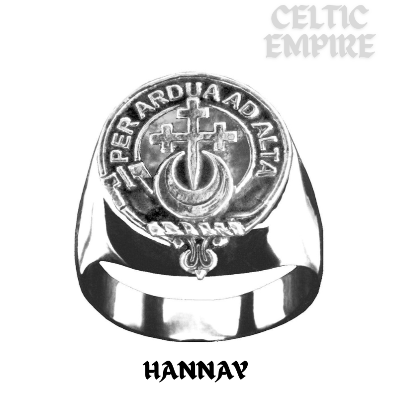 Hannay Scottish Family Clan Crest Ring - Sterling Silver and Karat Gold