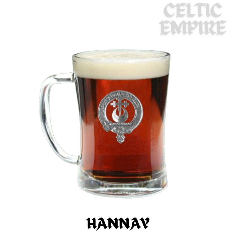 Hannay Crest Badge Beer Mug, Scottish Glass Tankard