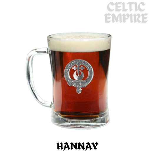 Hannay Crest Badge Beer Mug, Scottish Glass Tankard