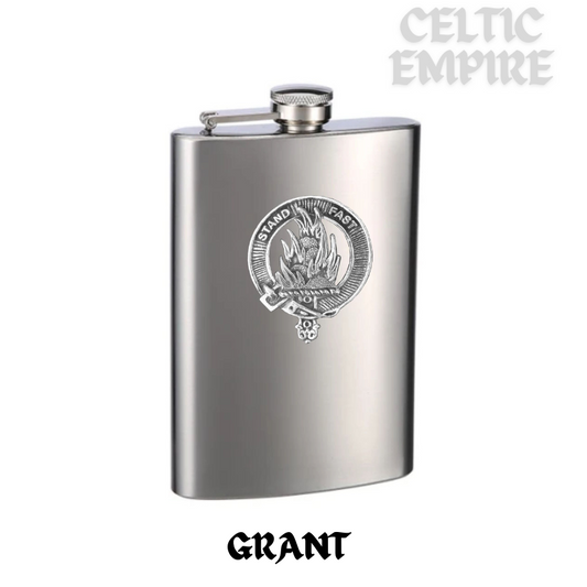 Grant 8oz Family Clan Crest Scottish Badge Stainless Steel Flask