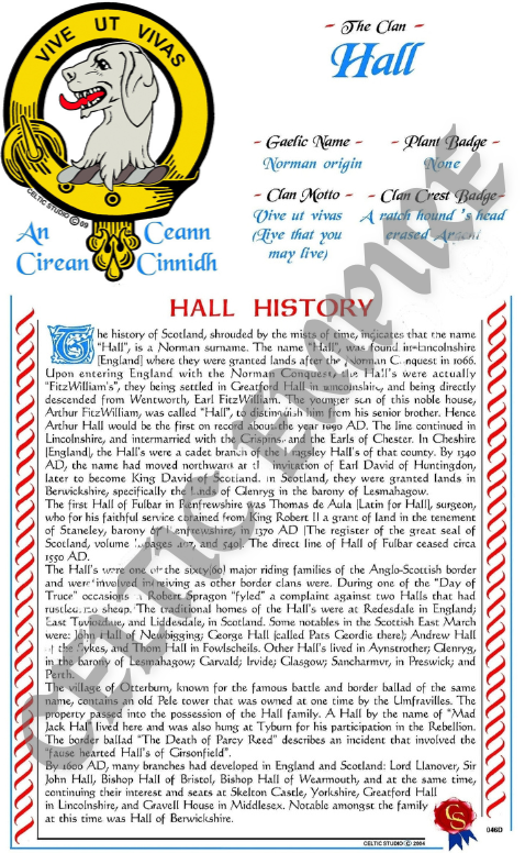 Hall Scottish Family Clan History