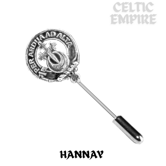 Hannay Family Clan Crest Stick or Cravat pin, Sterling Silver