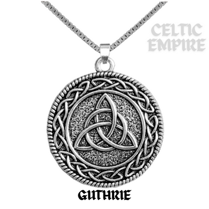 Guthrie Family Clan Crest Celtic Interlace Disk Pendant, Scottish Family Crest