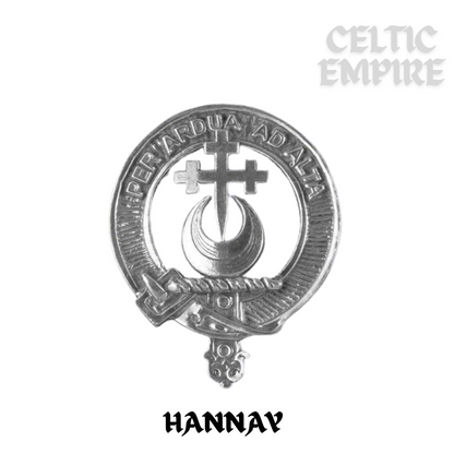 Hannay 5 oz Round Family Clan Crest Scottish Badge Flask