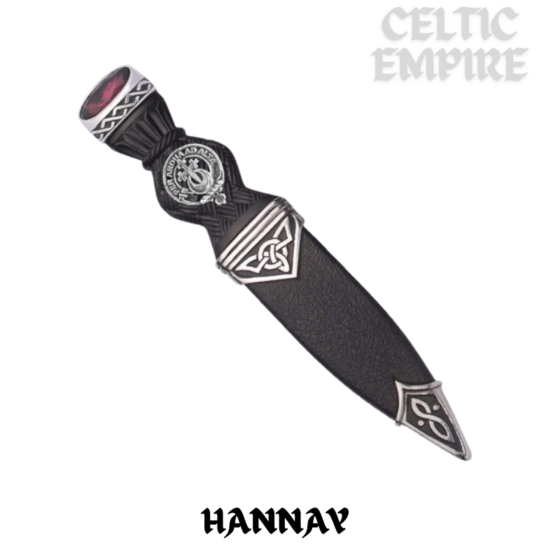 Hannay Interlace Family Clan Crest Sgian Dubh, Scottish Knife