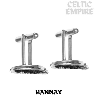 Hannay Family Clan Crest Scottish Cufflinks; Pewter, Sterling Silver and Karat Gold