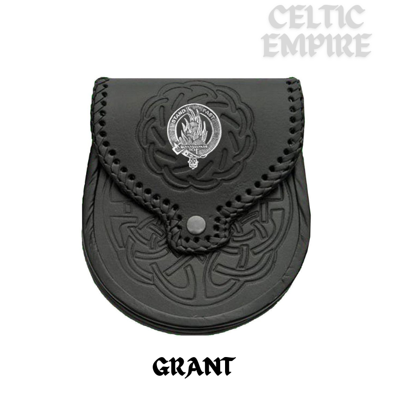 Grant Scottish Family Clan Badge Sporran, Leather
