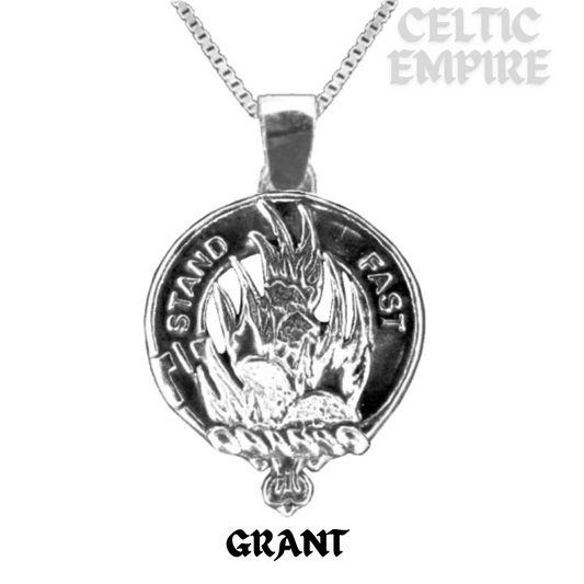 Grant Large 1" Scottish Family Clan Crest Pendant - Sterling Silver