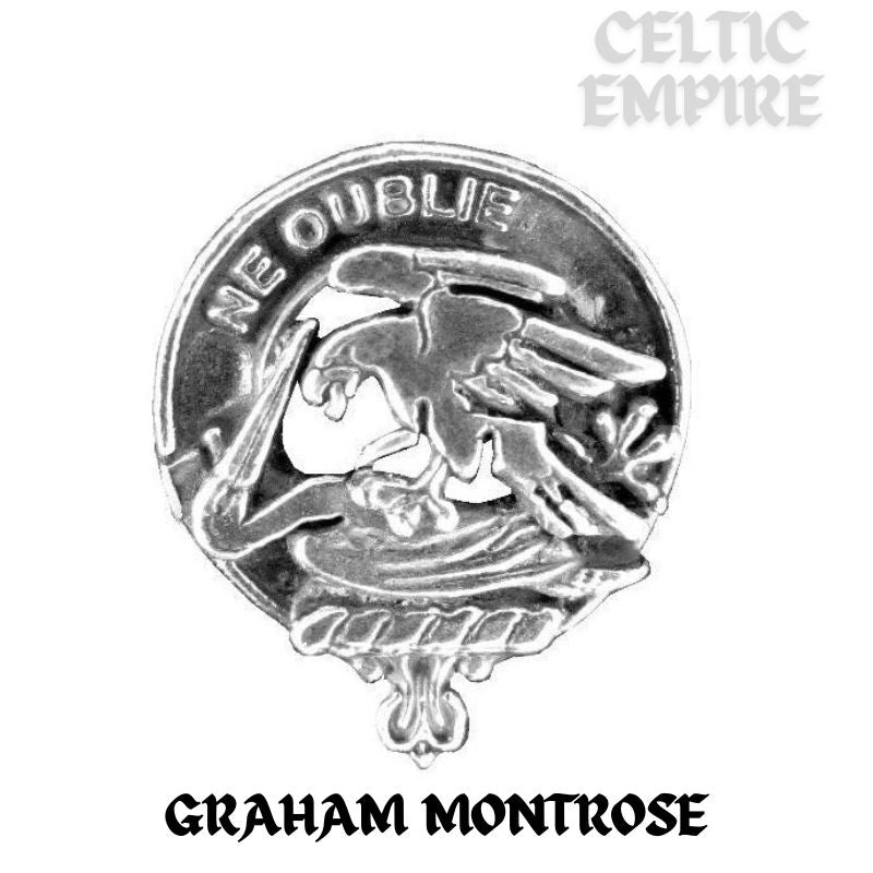 Graham (Montrose) Family Clan Crest Scottish Button Loop Tie Bar ~ Sterling silver
