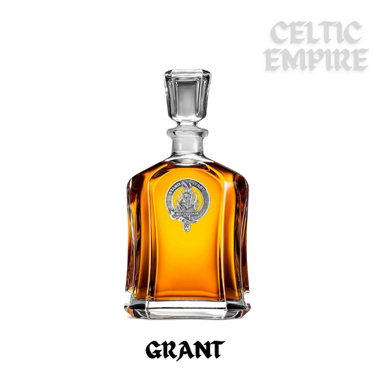 Grant Family Clan Crest Badge Whiskey Decanter