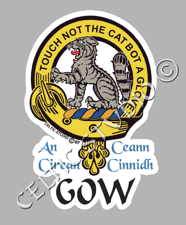 Custom Gow Clan Crest Decal - Scottish Heritage Emblem Sticker for Car, Laptop, and Water Bottle