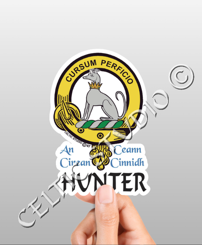 Vinyl Hunter Clan Badge Decal - Personalized Scottish Family Heritage Sticker