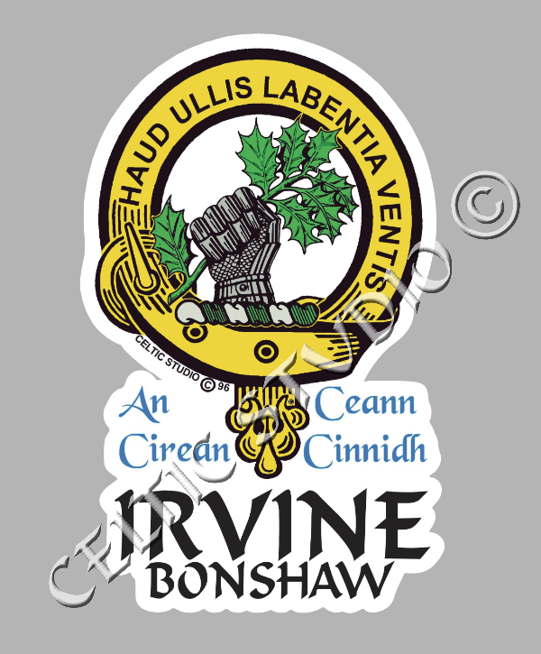 Irvine (Bonshaw) Family Clan Crest Decal | Custom Scottish Heritage Car & Laptop Stickers