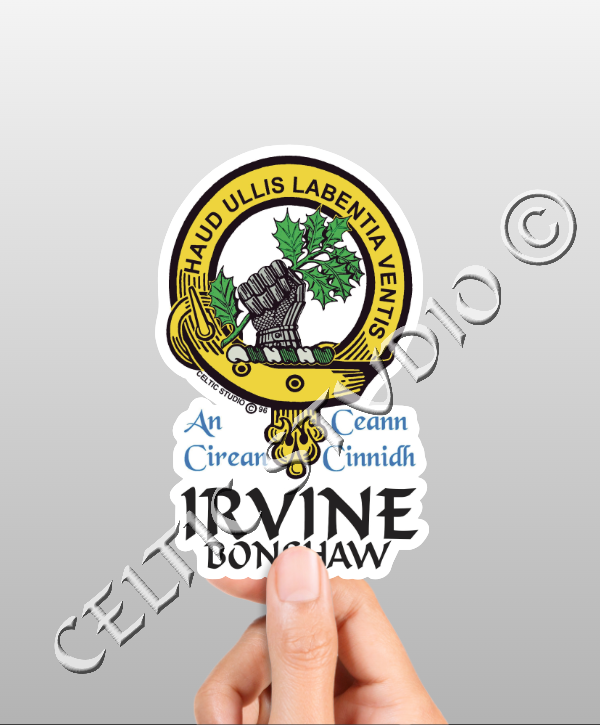 Irvine (Bonshaw) Family Clan Crest Decal | Custom Scottish Heritage Car & Laptop Stickers