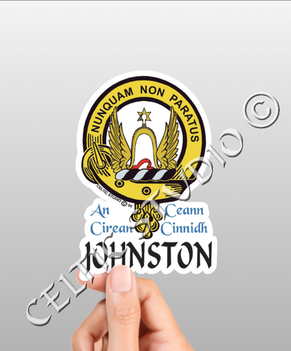 Johnston Family Clan Crest Decal | Custom Scottish Heritage Car & Laptop Stickers