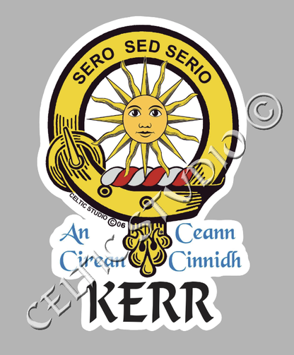 Custom Kerr Clan Crest Decal - Scottish Heritage Emblem Sticker for Car, Laptop, and Water Bottle