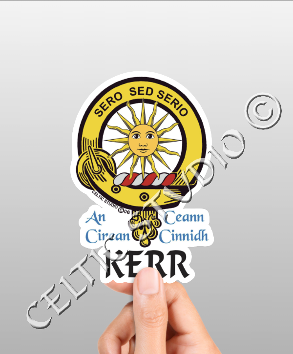 Vinyl Kerr Clan Badge Decal - Personalized Scottish Family Heritage Sticker