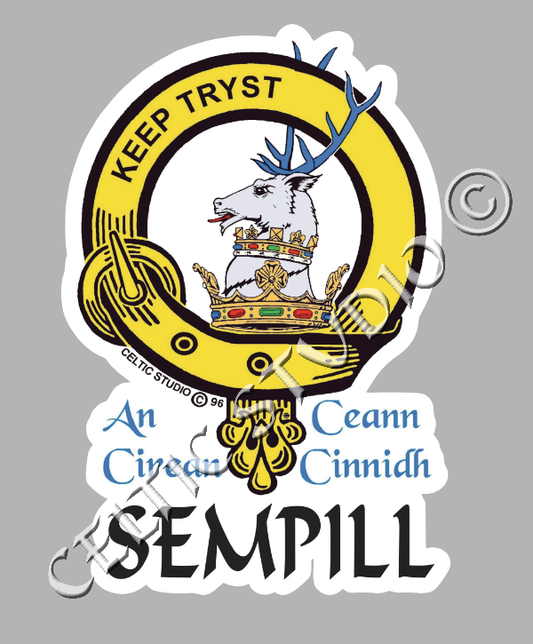 Custom Sempill Clan Crest Decal - Scottish Heritage Emblem Sticker for Car, Laptop, and Water Bottle