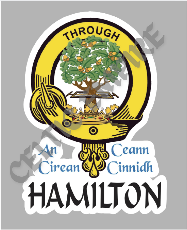 Hamilton Family Clan Crest Decal | Custom Scottish Heritage Car & Laptop Stickers