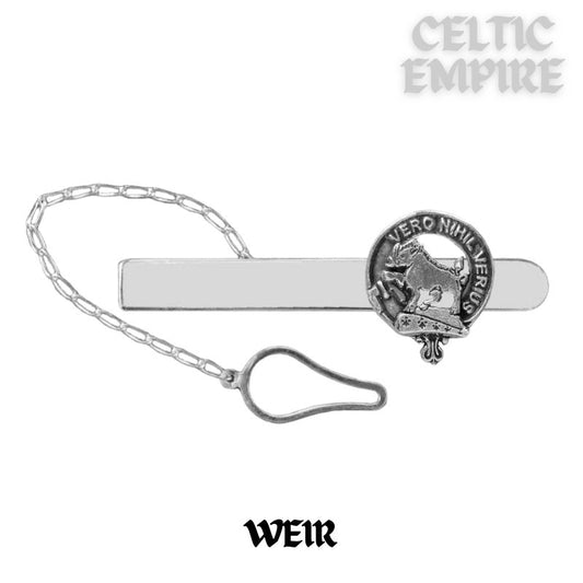 Weir Family Clan Crest Scottish Button Loop Tie Bar ~ Sterling silver