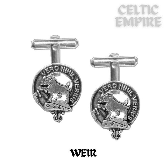 Weir Family Clan Crest Scottish Cufflinks; Pewter, Sterling Silver and Karat Gold