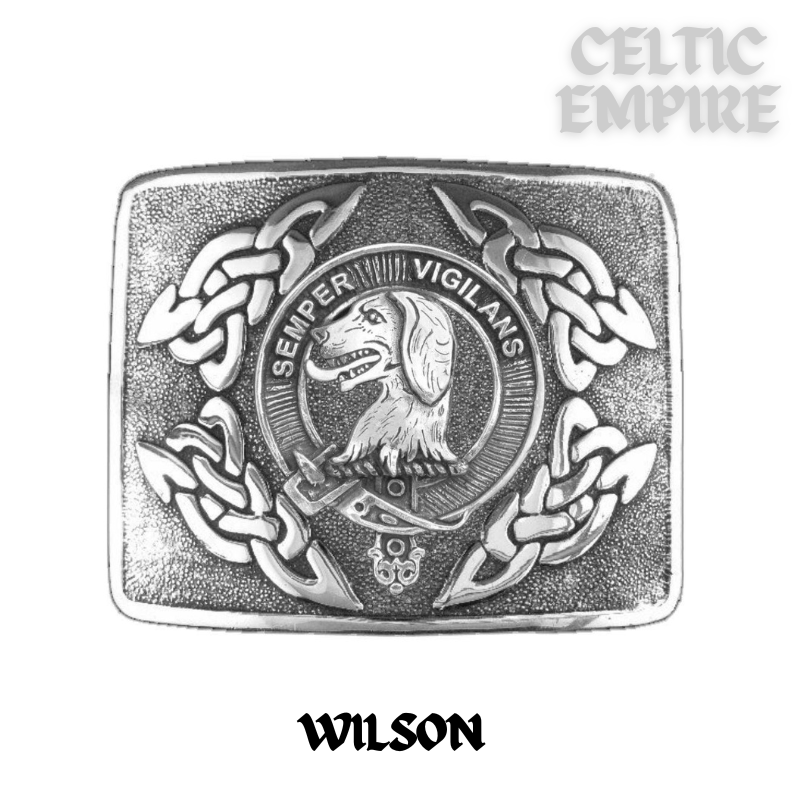 Wilson Family Clan Crest Interlace Kilt Belt Buckle