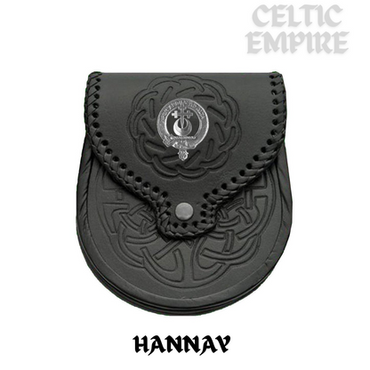 Hannay Scottish Family Clan Badge Sporran, Leather